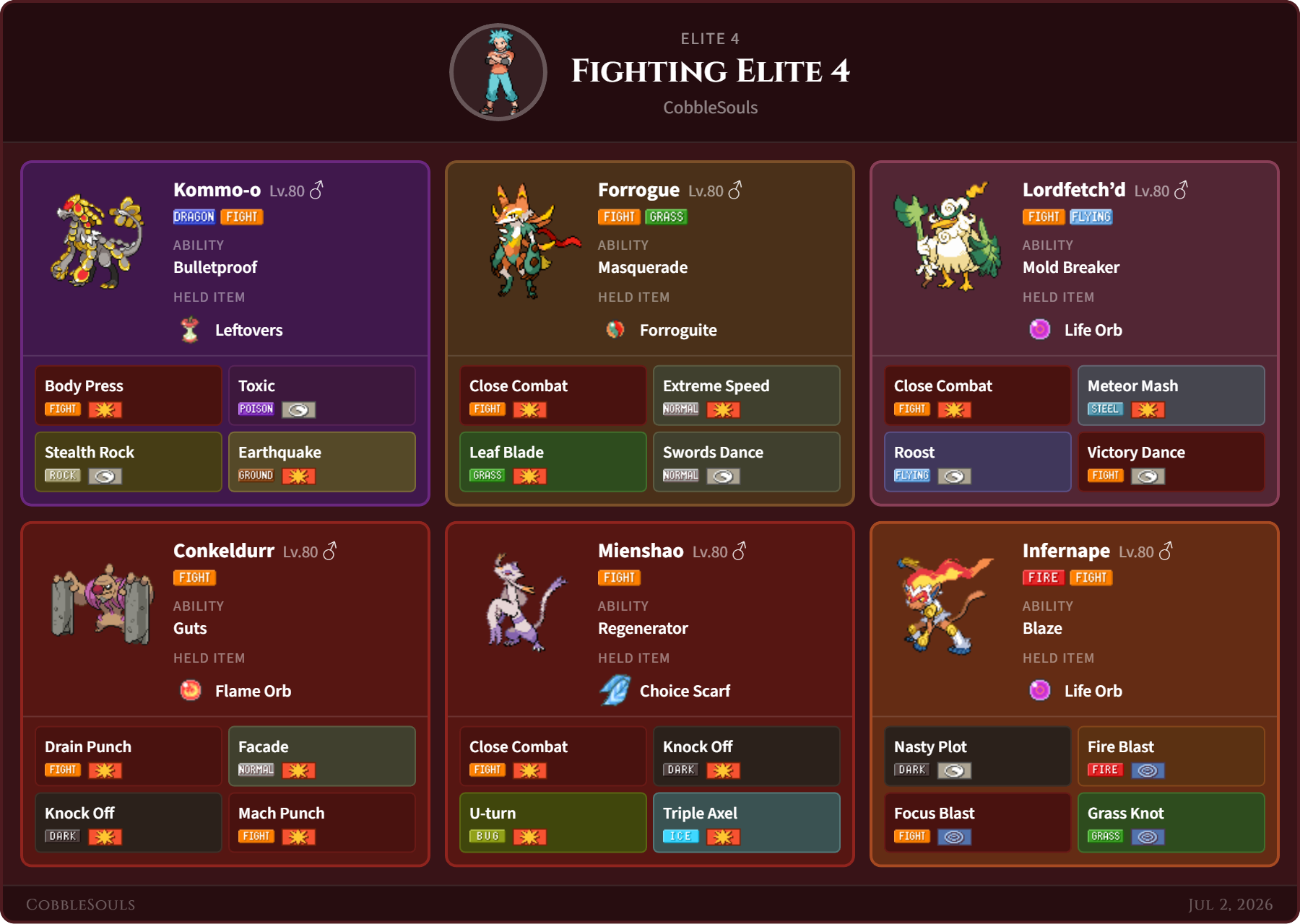 Fighting Elite Four team